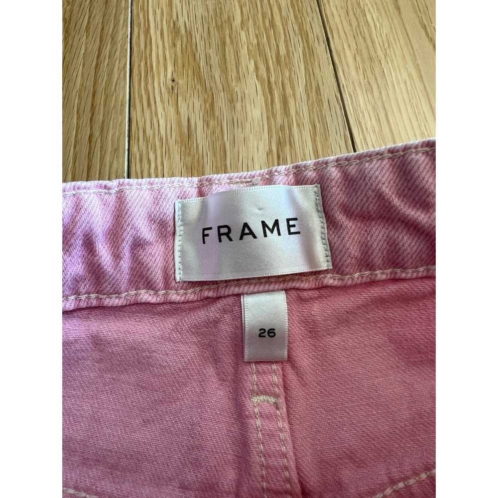 FRAME Long Barrel High Rise Denim Jeans Washed Dusty Pink Wide Leg Womens 26 - Picture 3 of 9